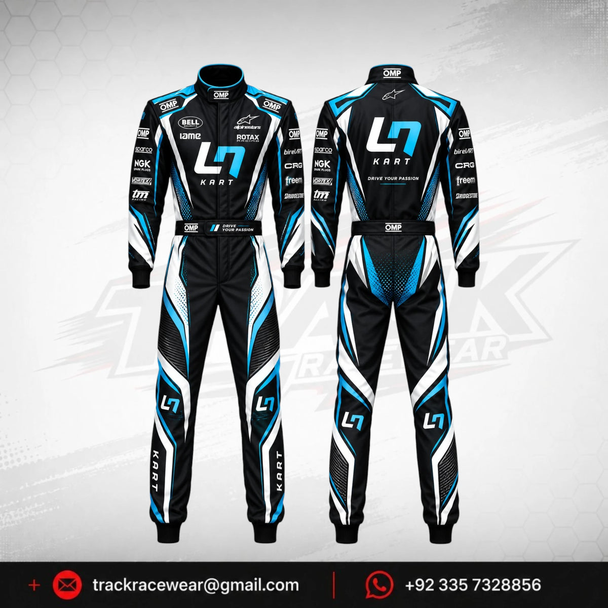 2026 LN Kart Black & Blue Racing Suit – Karting Motorsport Apparel