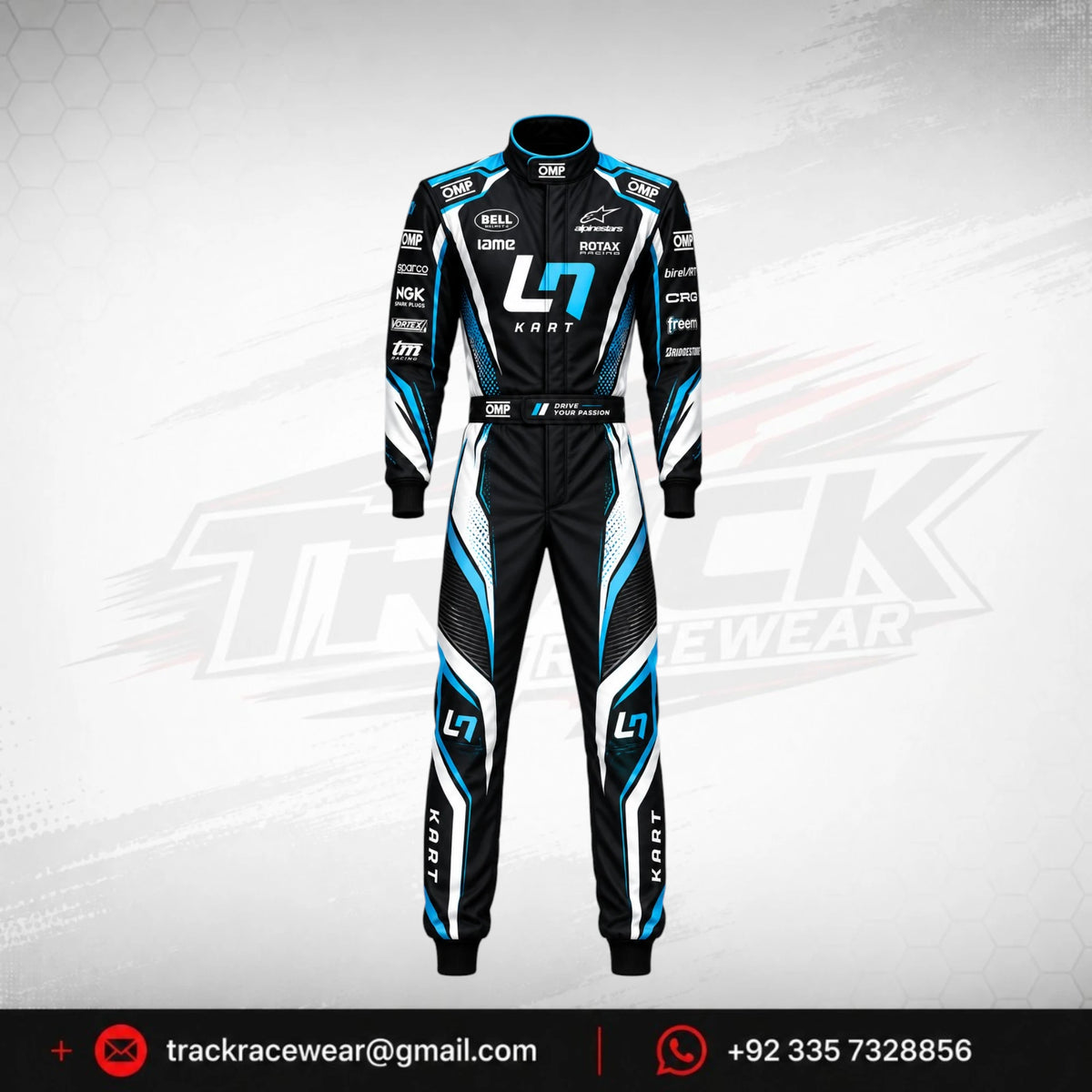 2026 LN Kart Black & Blue Racing Suit – Karting Motorsport Apparel