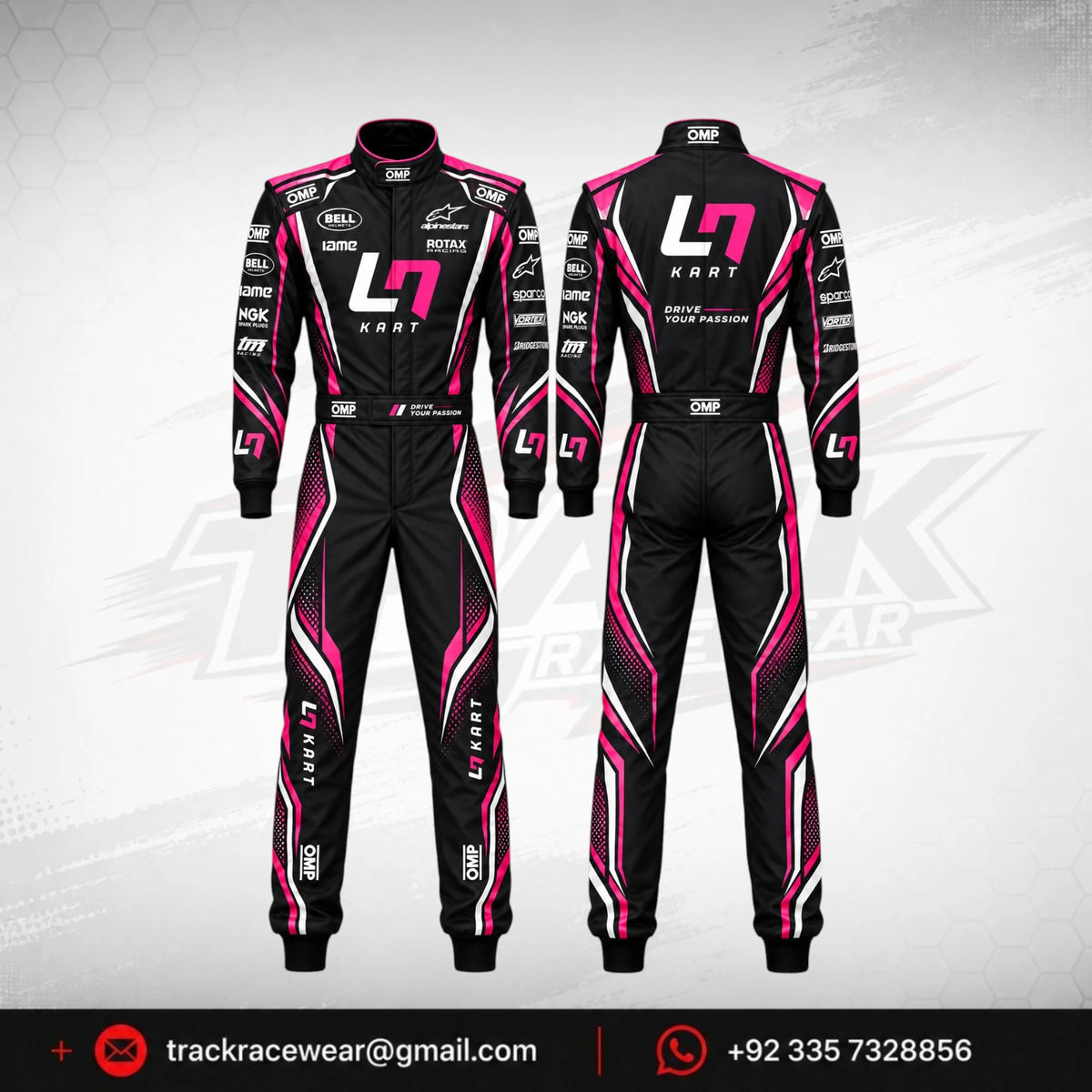 2026 LN Kart Black & Pink Kart Racing Suit – OMP Style