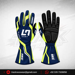 2026 LN Kart Navy Blue Neon Racing Gloves