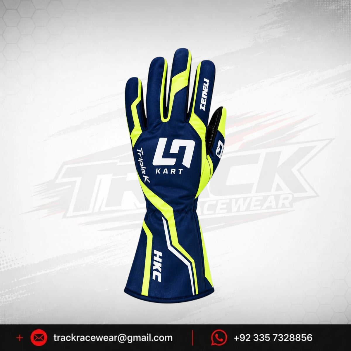 2026 LN Kart Navy Blue Neon Racing Gloves