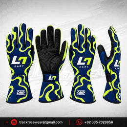 2026 LN Kart Navy Blue Neon Yellow Wave Racing Gloves