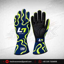 2026 LN Kart Navy Blue Neon Yellow Wave Racing Gloves
