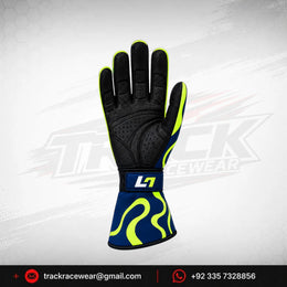 2026 LN Kart Navy Blue Neon Yellow Wave Racing Gloves