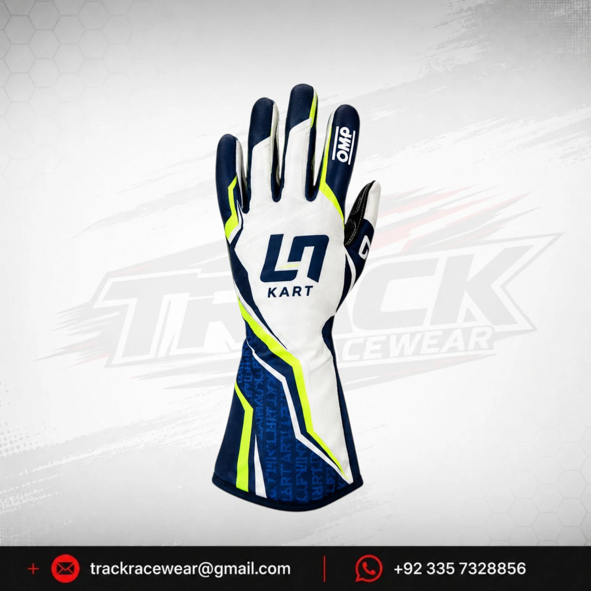 2026 LN Kart Navy Blue White Racing Gloves