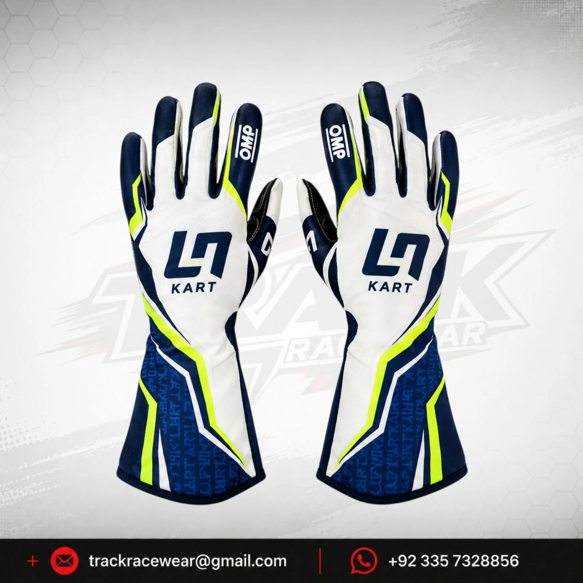 2026 LN Kart Navy Blue White Racing Gloves
