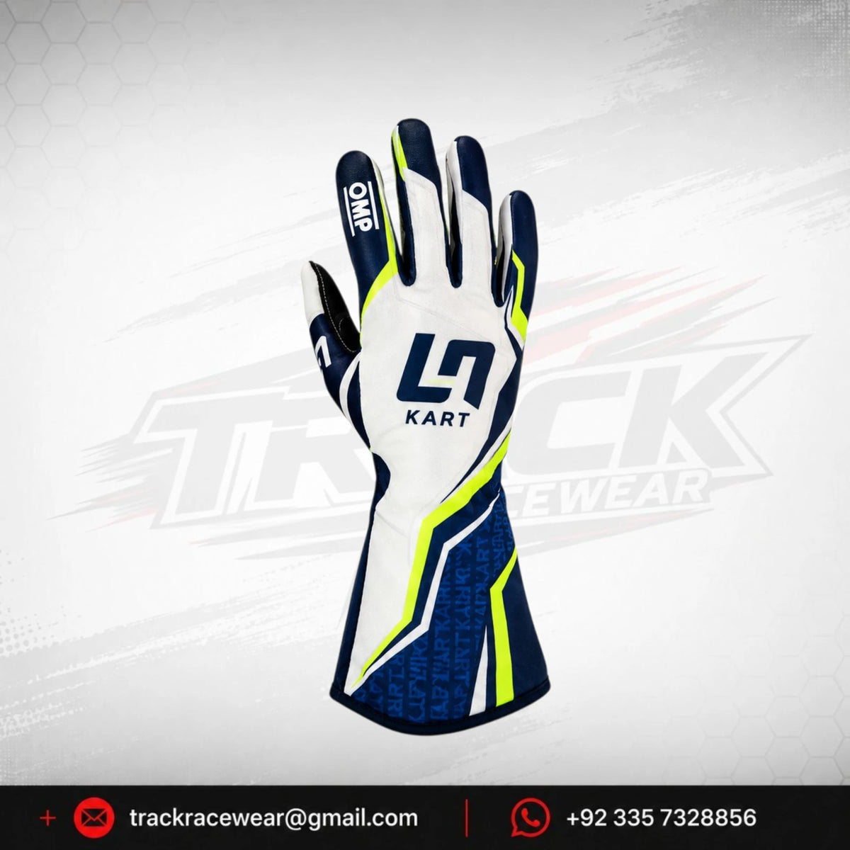 2026 LN Kart Navy Blue White Racing Gloves