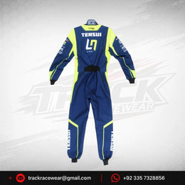 2026 LN Kart Race Suit – Navy Blue & Neon Yellow Racing Suit