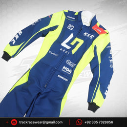 2026 LN Kart Race Suit – Navy Blue & Neon Yellow Racing Suit