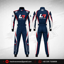 2026 LN Karting Navy Blue & Red Custom Racing Suit