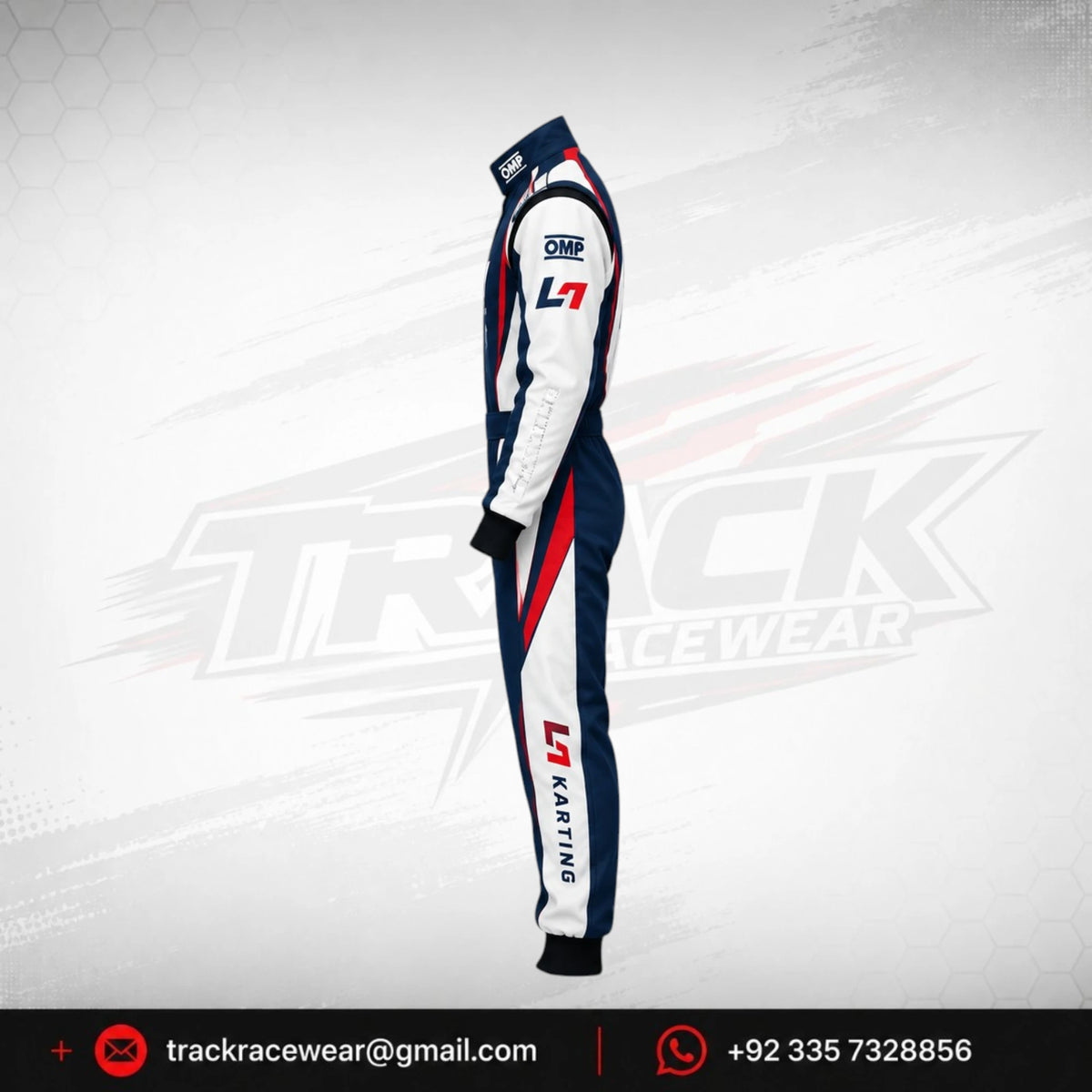 2026 LN Karting Navy Blue & Red Custom Racing Suit