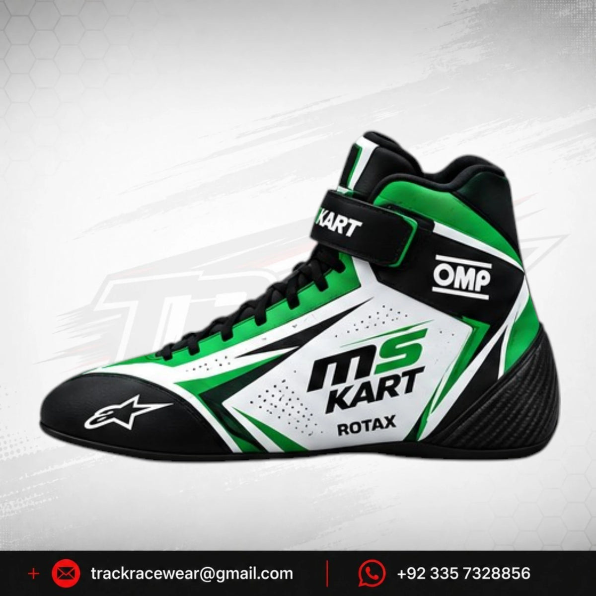2026 MS KART Racing Shoes – White & Green