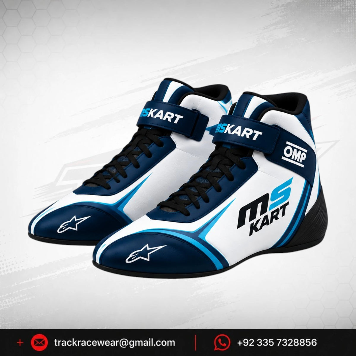 2026 MS KART Racing Shoes – Navy & Cyan