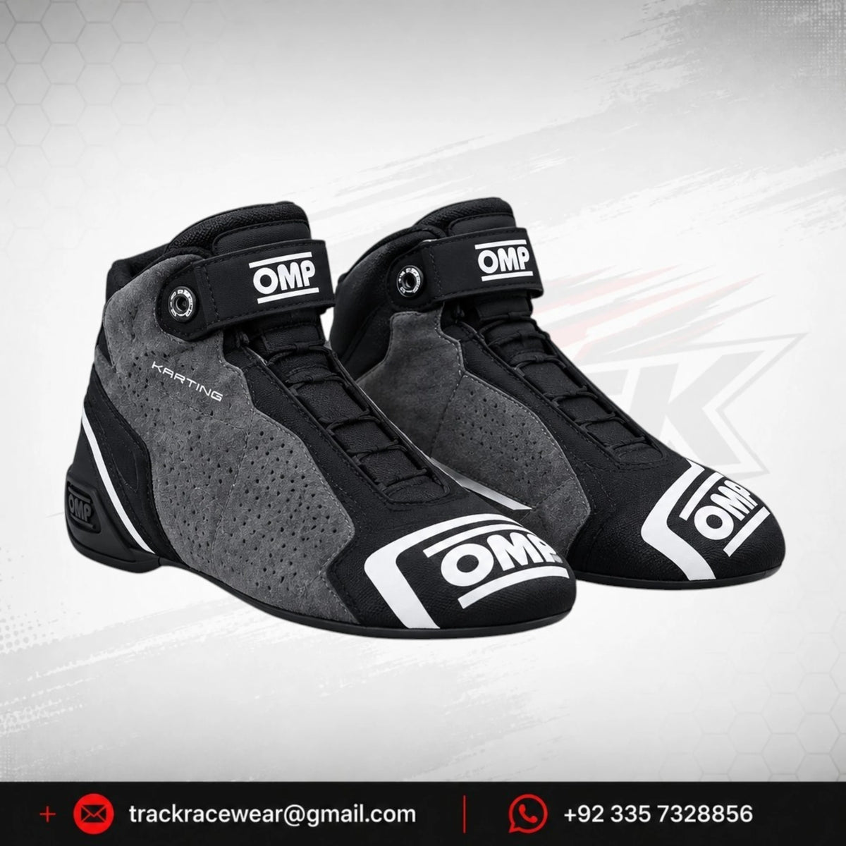 2026 OMP Black Grey Karting Racing Shoes