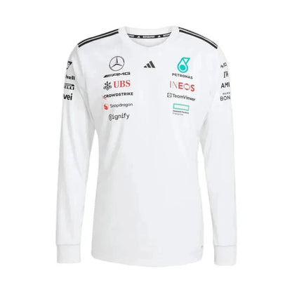 Mercedes-AMG F1 adidas 2025 Long Sleeve Driver T-shirt white - Rustle Racegear