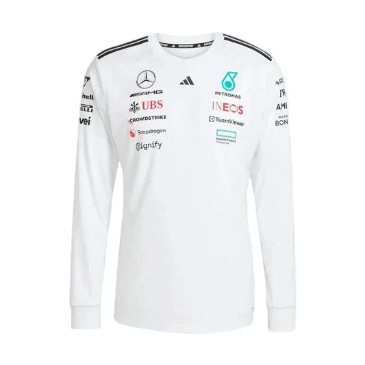 Mercedes-AMG F1 adidas 2025 Long Sleeve Driver T-shirt white - Rustle Racegear
