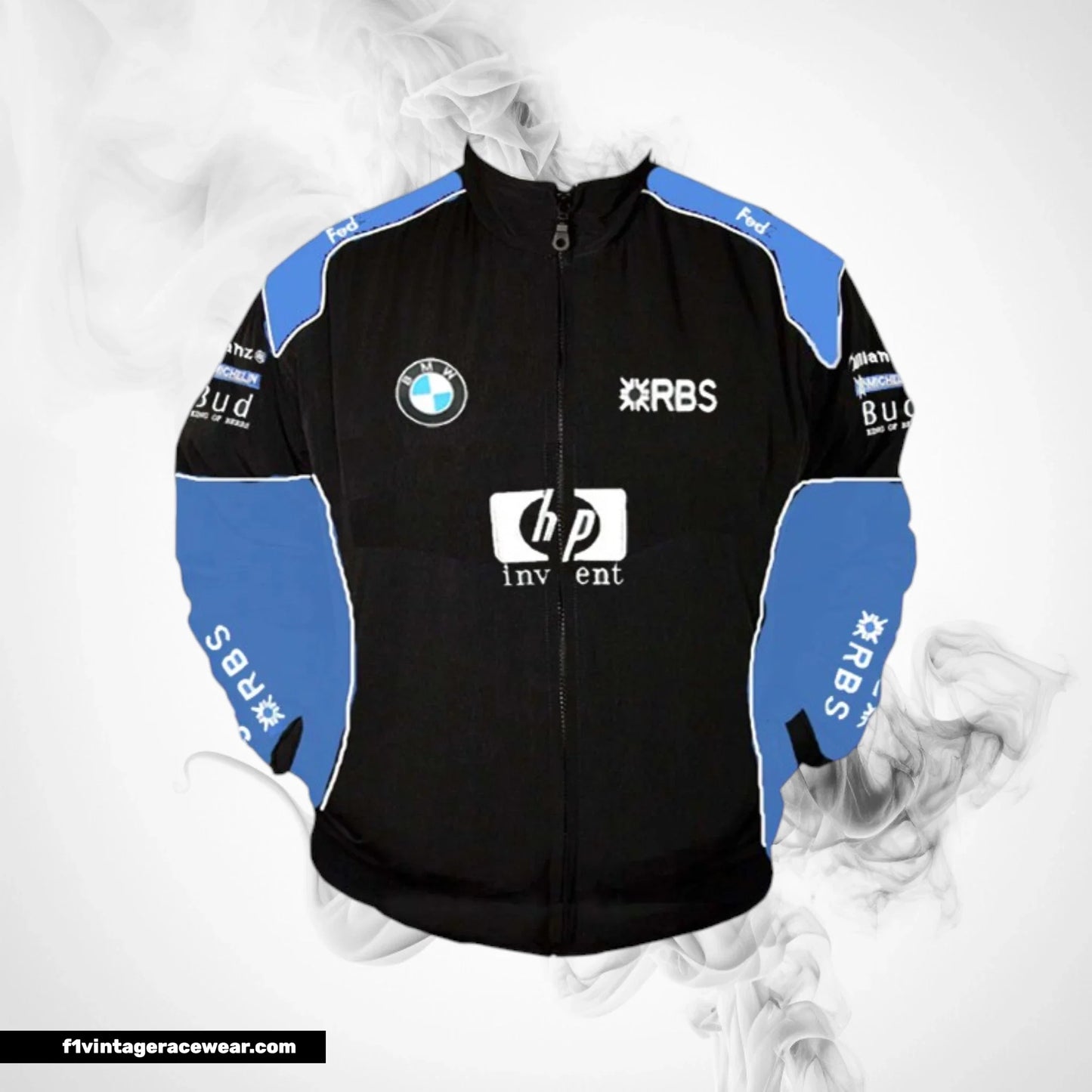 BMW RBS HP Racing Jacket Black and Royal Blue Motorsport Style