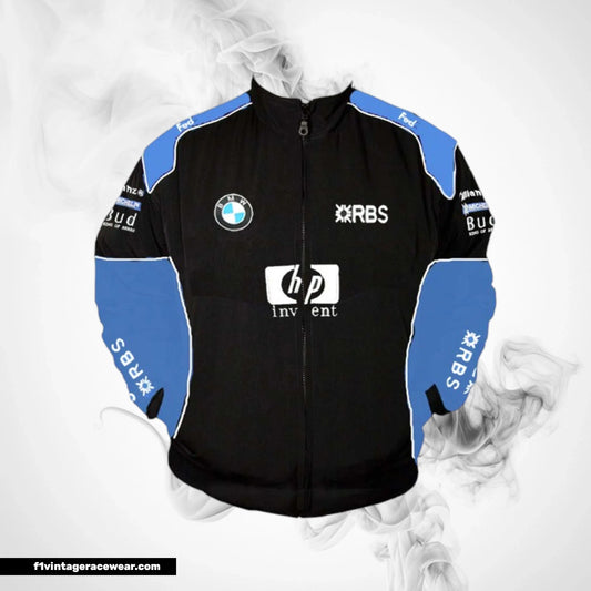 BMW RBS HP Racing Jacket Black and Royal Blue Motorsport Style