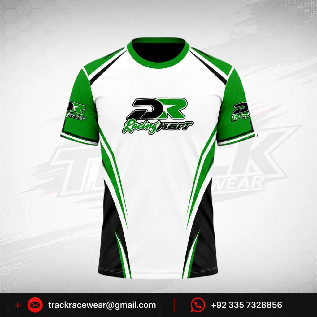 DR Racing Kart T Shirt Green White