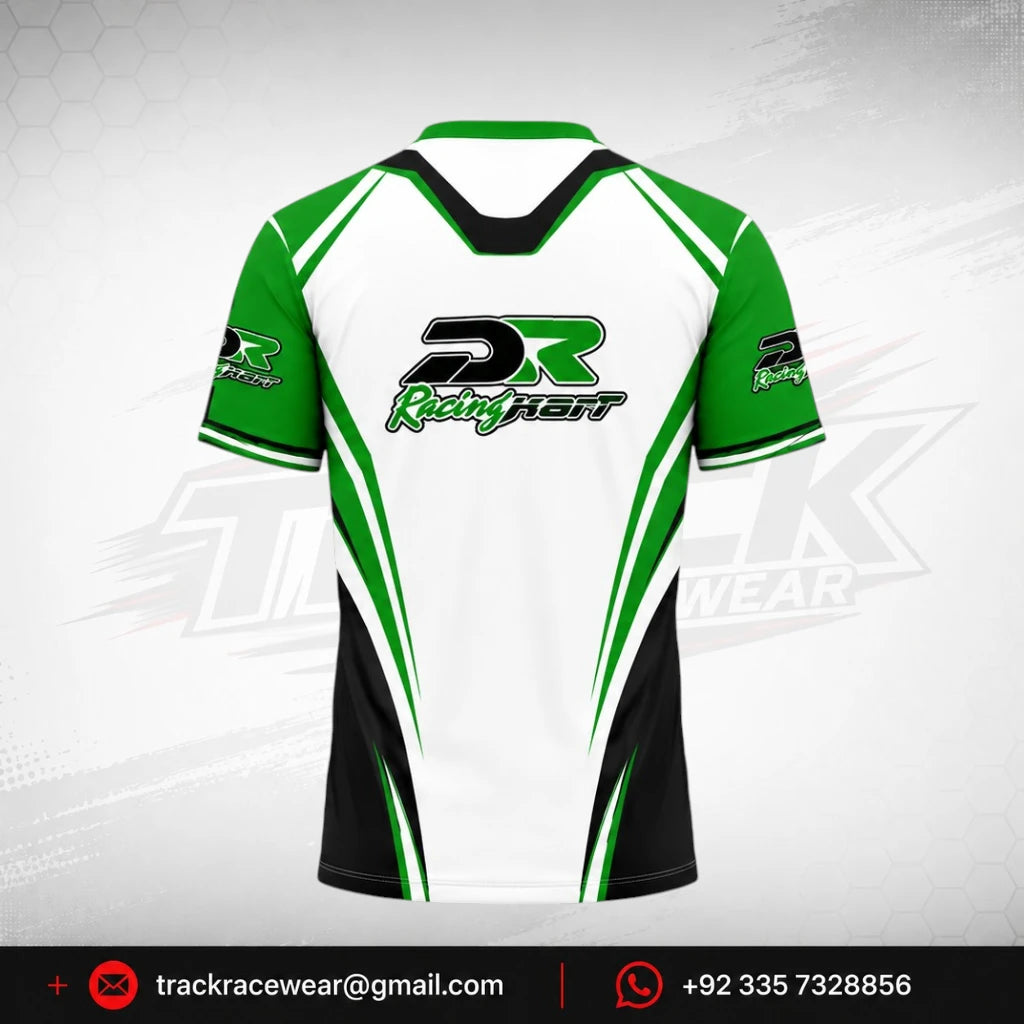 DR Racing Kart T Shirt Green White