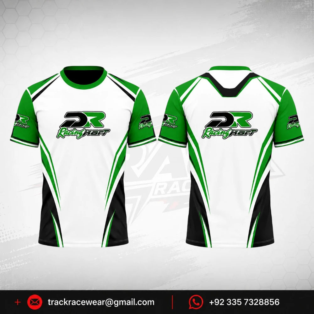 DR Racing Kart T Shirt Green White