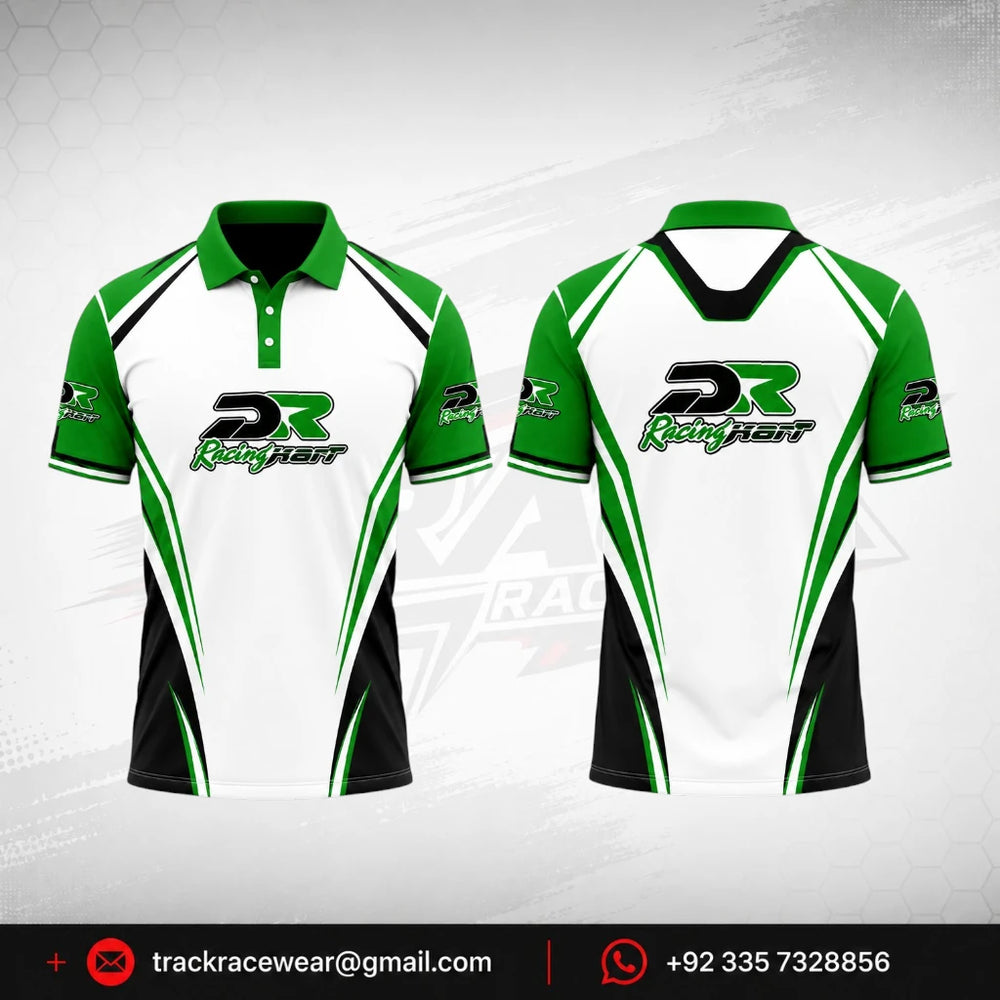 DR Racing Kart Polo Shirt Green White