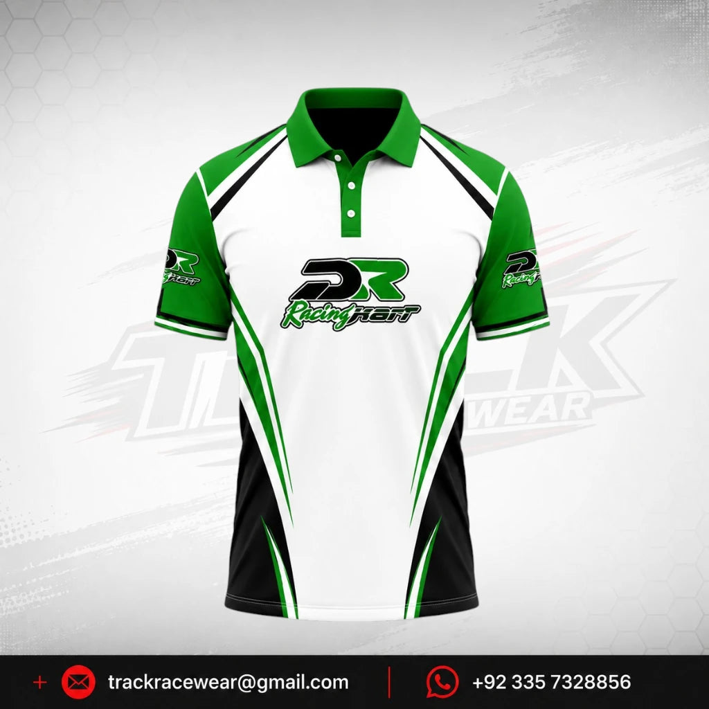 DR Racing Kart Polo Shirt Green White