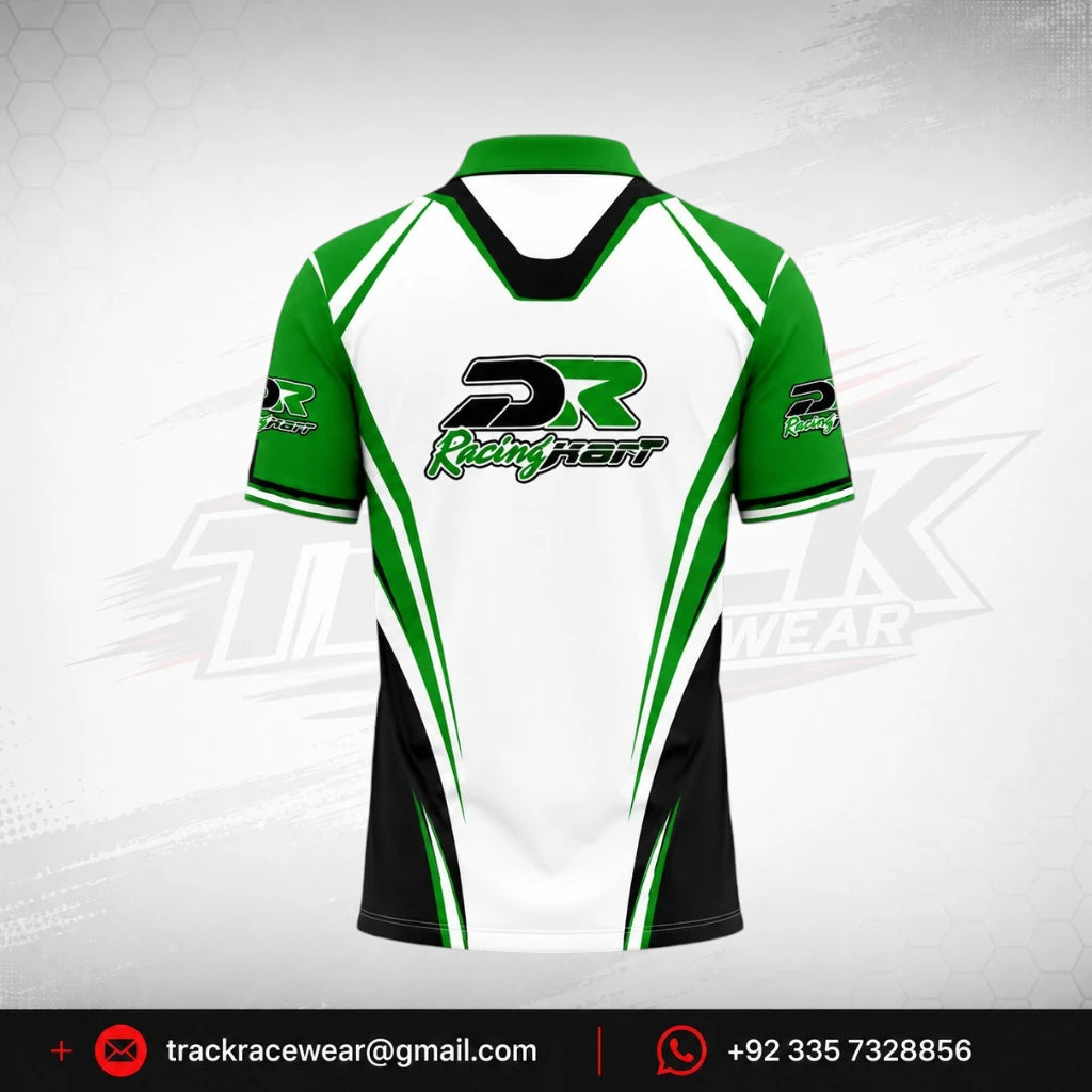 DR Racing Kart Polo Shirt Green White