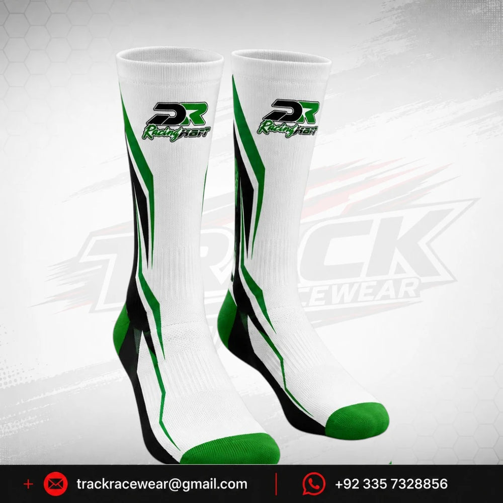 DR Racing Kart Green White Racing Socks