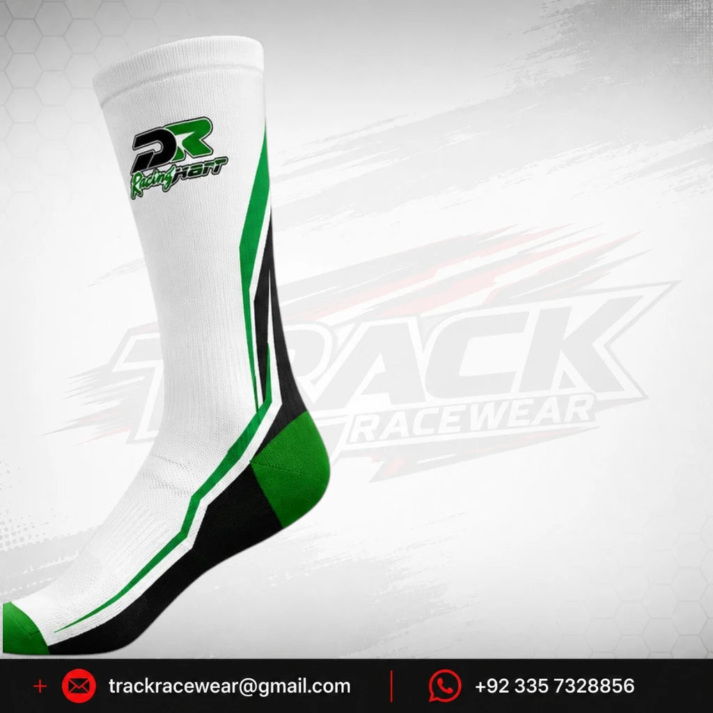 DR Racing Kart Green White Racing Socks