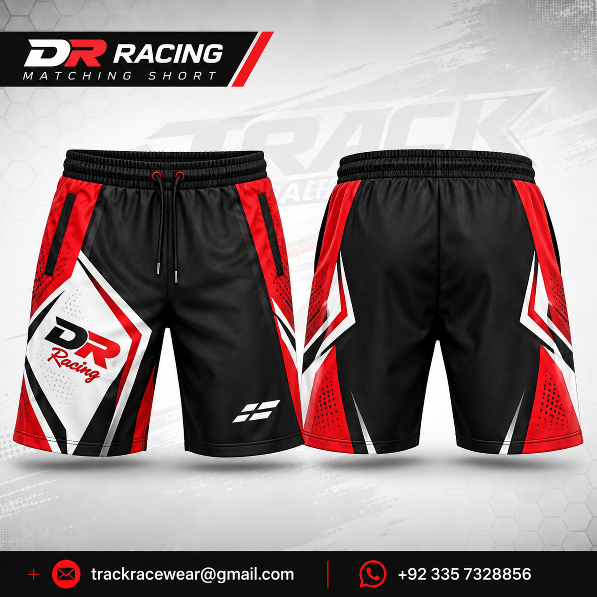 DR Racing Karting Shorts – Red, Black & White