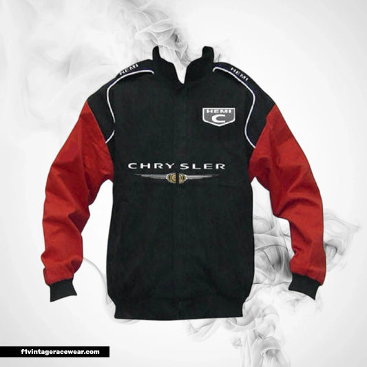 Chrysler C Logo Racing Jacket Black Red Vintage Motorsport Wear