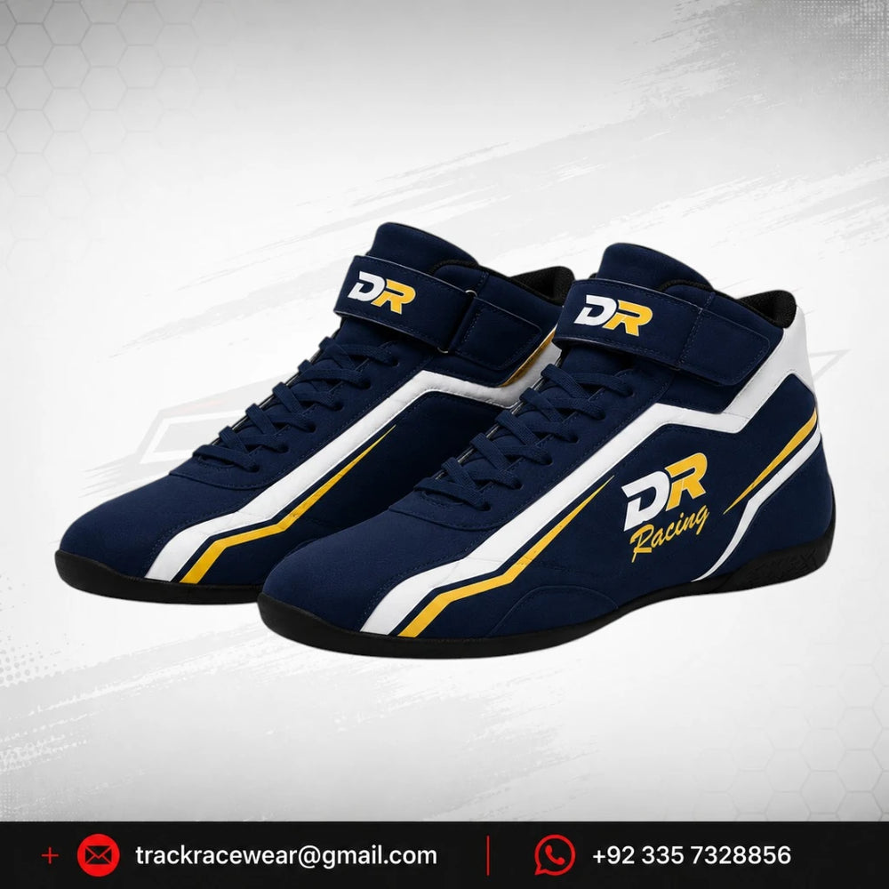 DR Racing Kart Navy Yellow White Racing Shoes