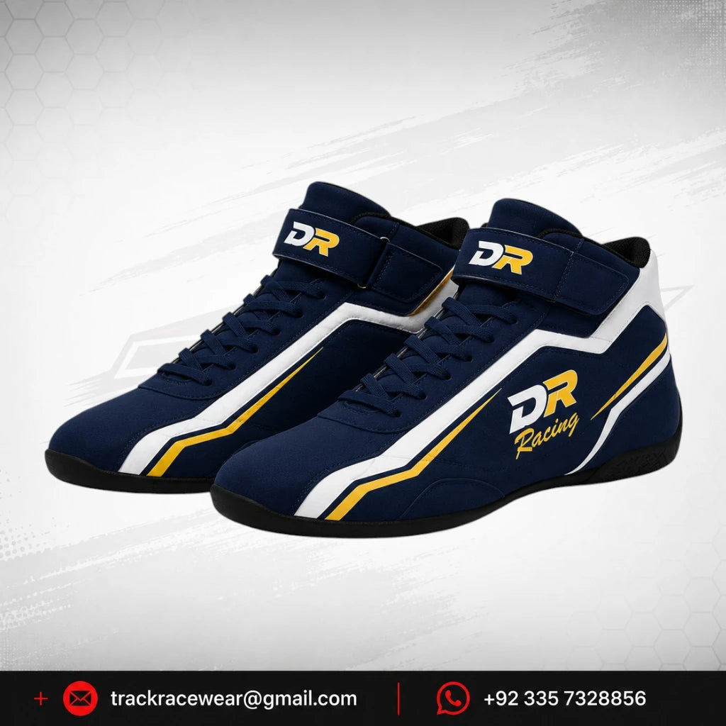 DR Racing Kart Navy Yellow White Racing Shoes