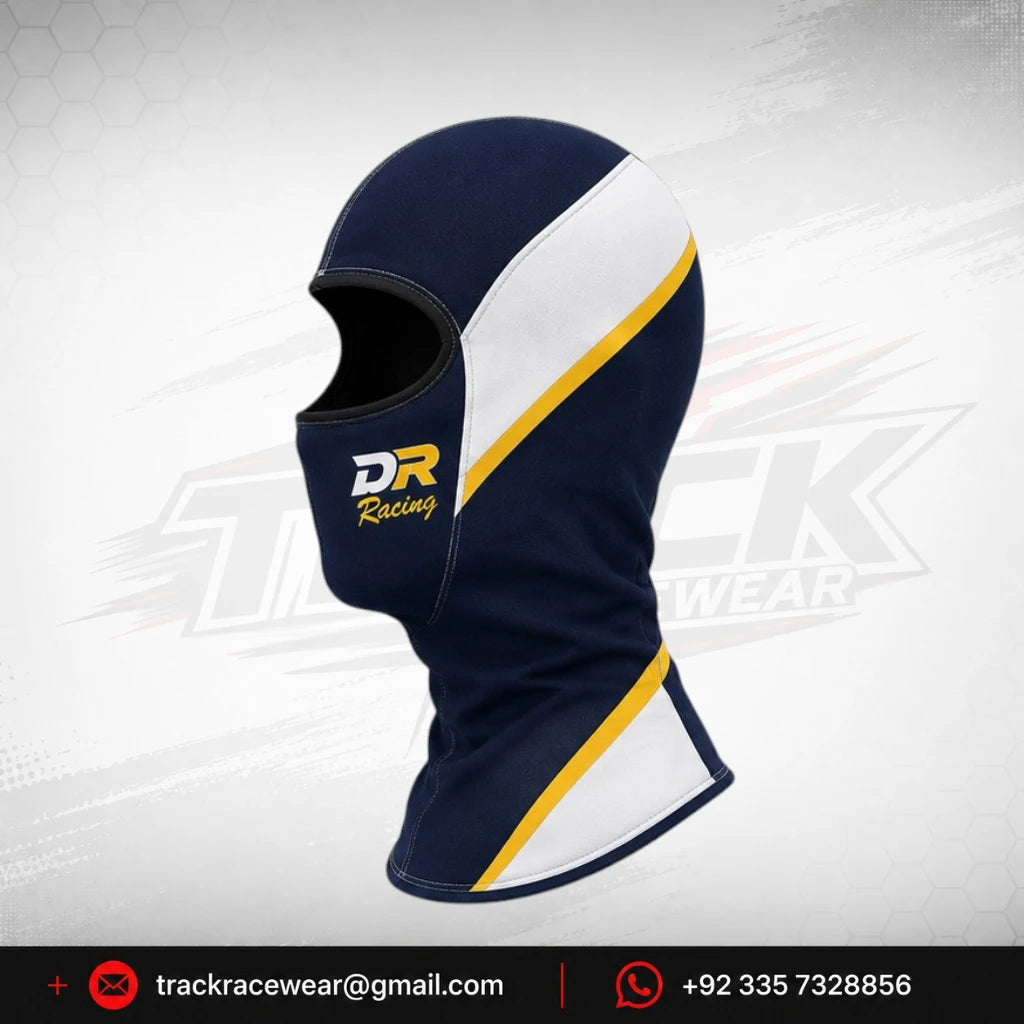 DR Racing Kart Navy Yellow Balaclava