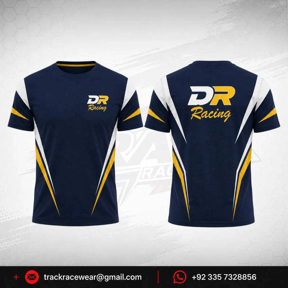 DR Racing Kart Navy Yellow White T-Shirt