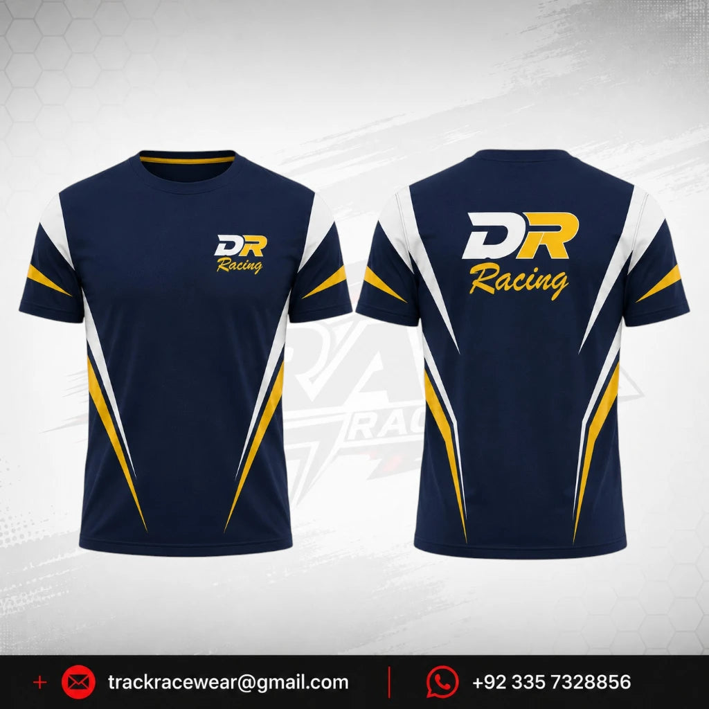 DR Racing Kart Navy Yellow White T-Shirt