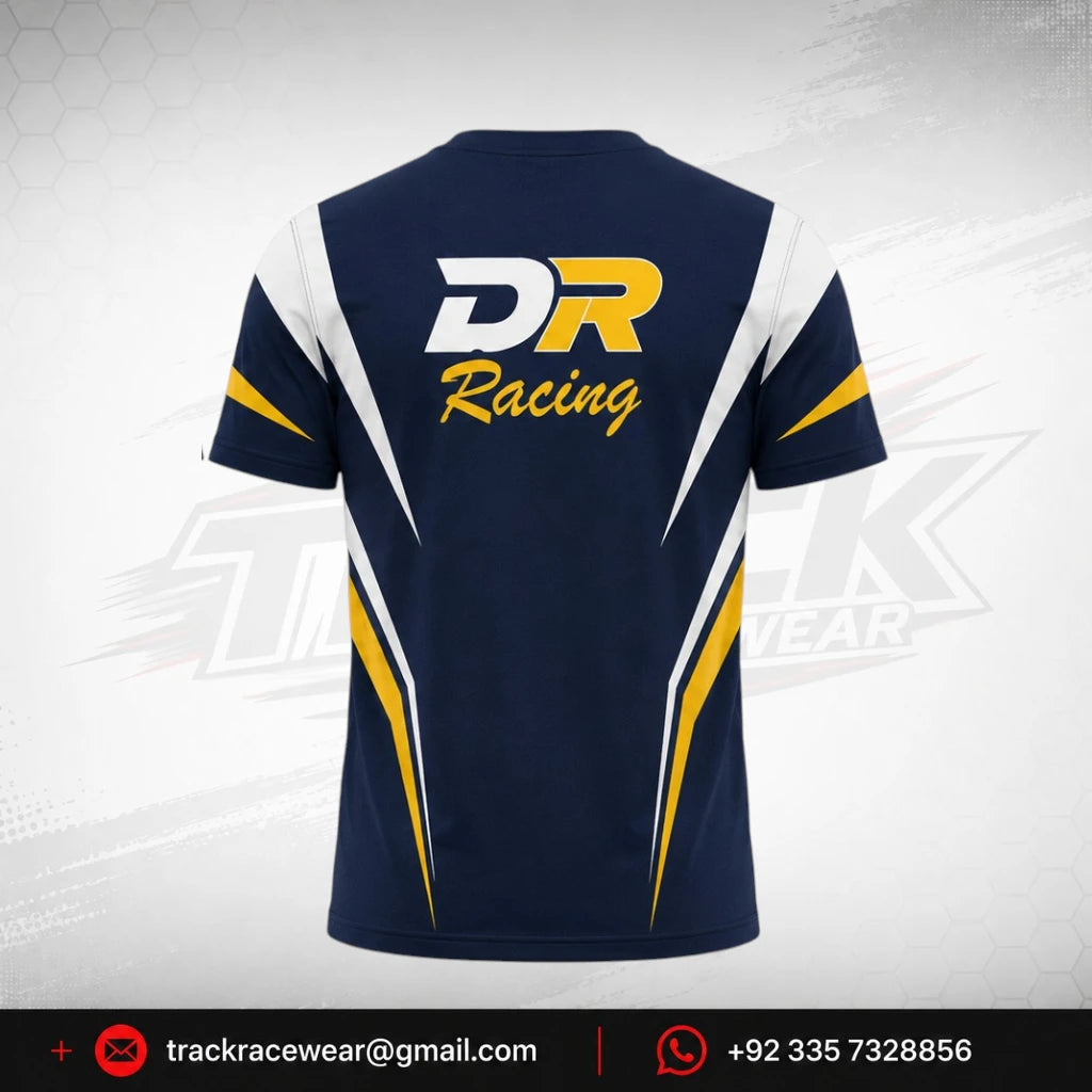 DR Racing Kart Navy Yellow White T-Shirt