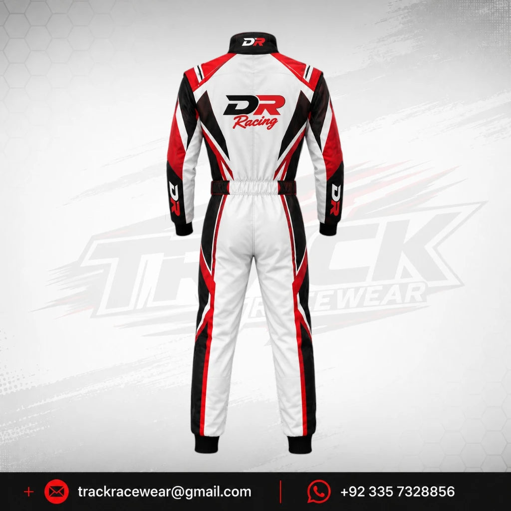 DR Racing Kart White Red Black Racing Suit
