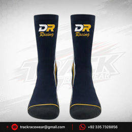 DR Racing Kart Navy Yellow White Racing Socks