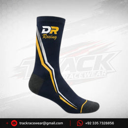 DR Racing Kart Navy Yellow White Racing Socks