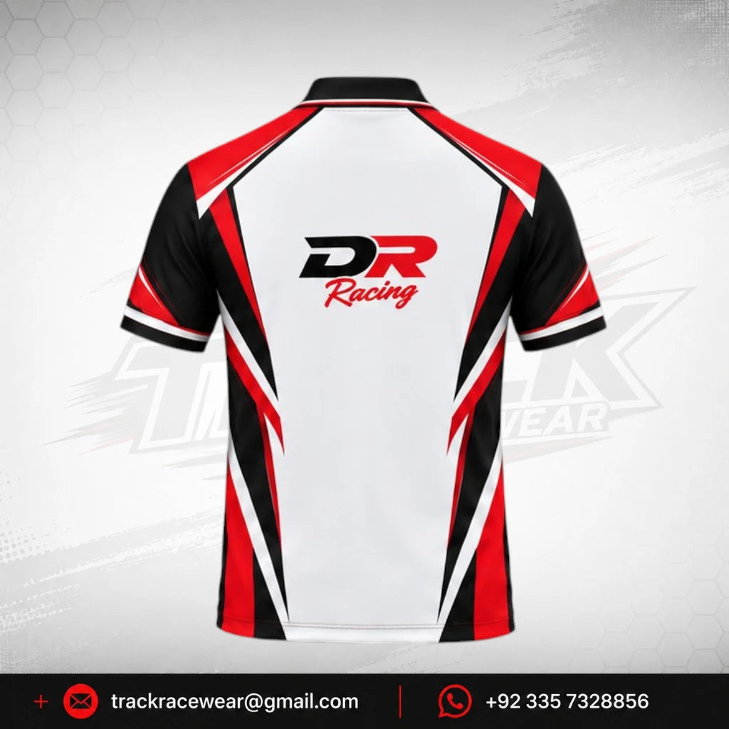 DR Racing Kart White Red Black Polo Shirt