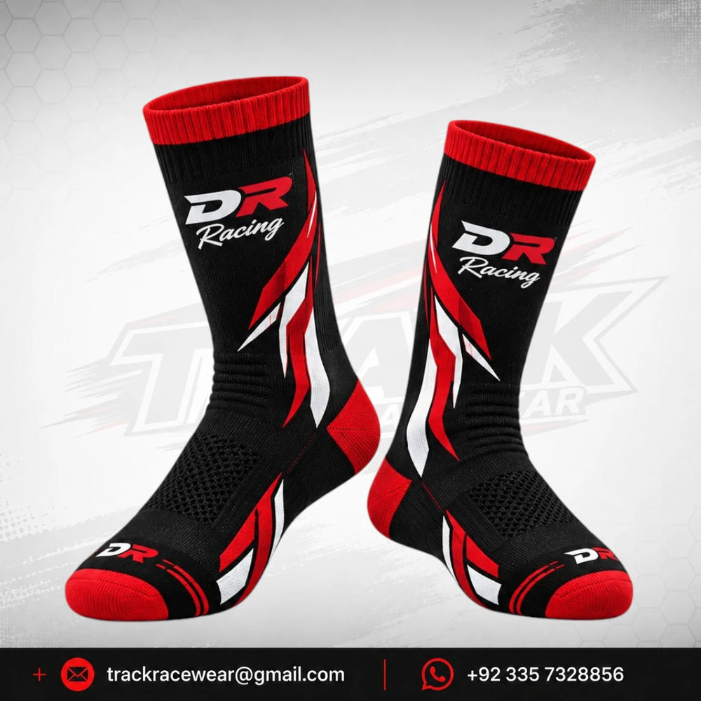 DR Racing Kart Red Black White Racing Socks