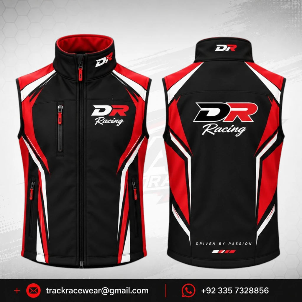 DR Racing Kart Black Red Softshell Vest