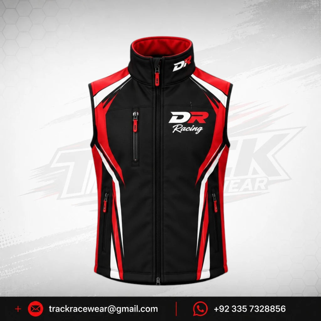 DR Racing Kart Black Red Softshell Vest