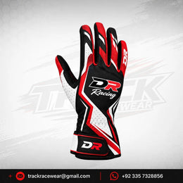 DR Racing Kart Red Black White Racing Gloves
