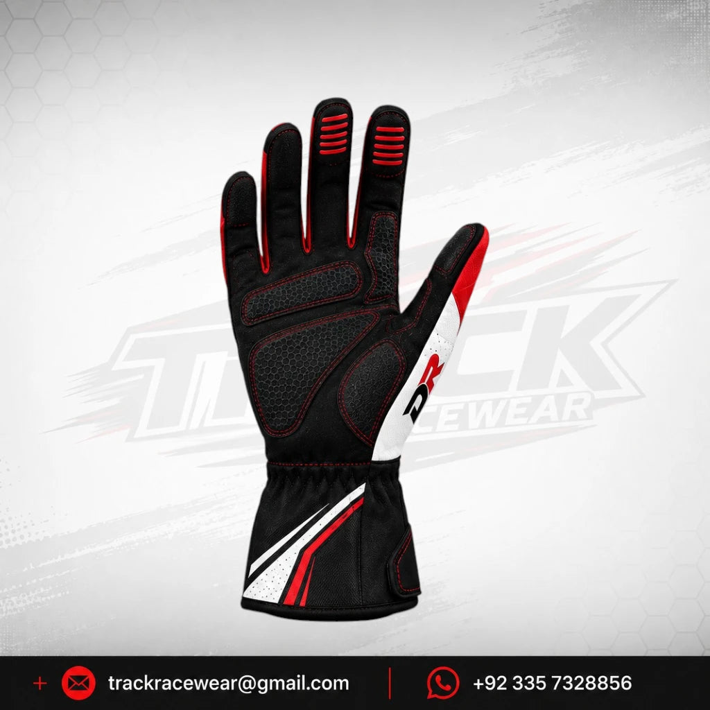 DR Racing Kart Red Black White Racing Gloves