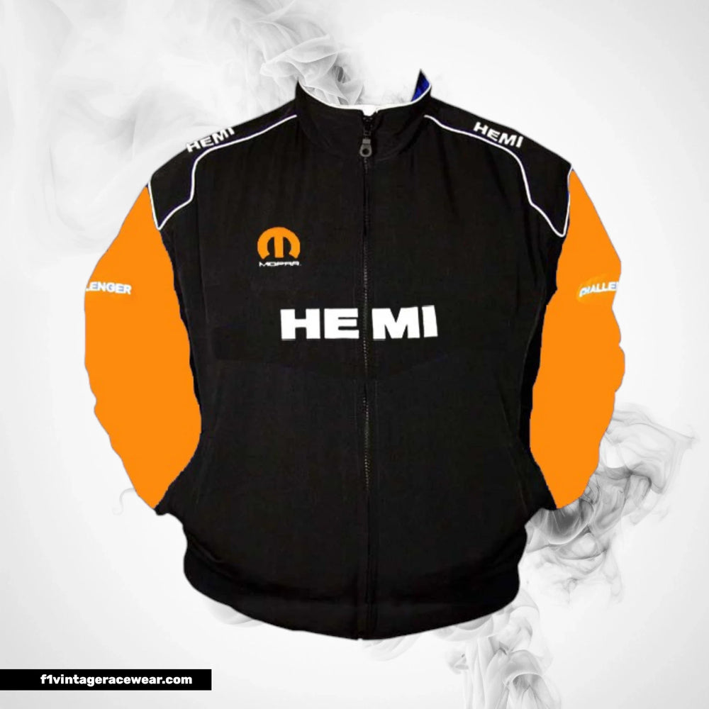 Dodge Hemi F1 Inspired Jacket Black Orange Racing Style