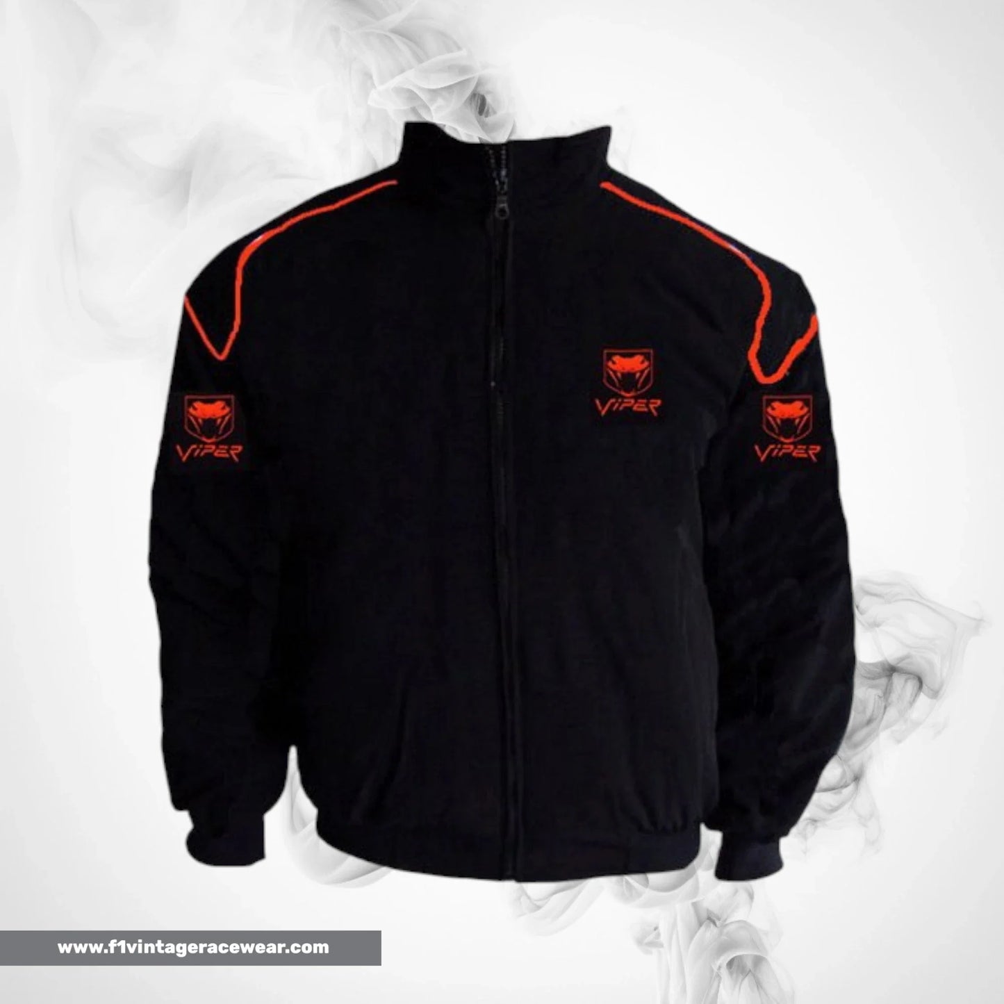Dodge Viper Fangs Racing Jacket Black Red Piping Streetwear Style