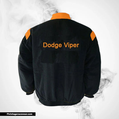 Dodge Viper Racing Jacket Black Orange Vintage Muscle Style